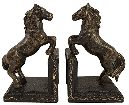 Buchstützen Pferd 2 Stück Buchständer Gusseisen Antik-Stil Paar Bronze-Optik