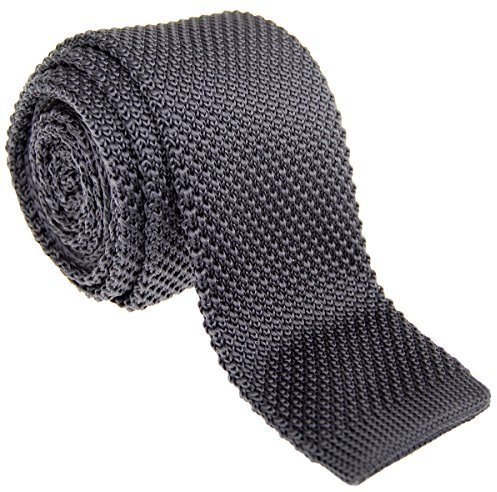 Retreez Herren Schmale Krawatte Strickkrawatte Knit Tie Vintage Smart Casual 5 cm - dunkelgrau
