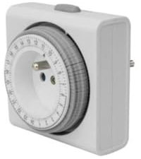 Perel Minuteur 24H, analogique, 230 V, 16 A, 3680 W, Terre française Type E, Blanc