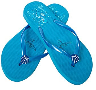 AIREE FAIREE Tongs Femme Chaussures de Plage avec Motif de Hippocampe,Bleu,M - EU 38-39