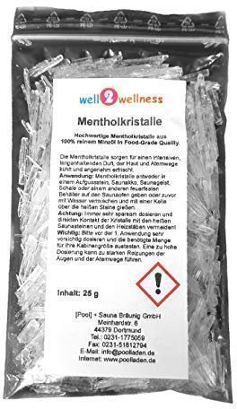 well2wellness® Mentholkristalle intensiv im 25g Beutel - aus 100% reinem Minzöl