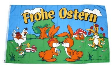 Flagge Fahne Frohe Ostern Osterhasen 90 x 150 cm FLAGGENMAE®