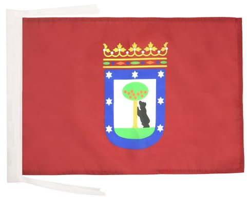 BANDERA de la CIUDAD DE MADRID 45x30cm - BANDERINA MADRILEÑA 30 x 45 cm cordeles - AZ FLAG