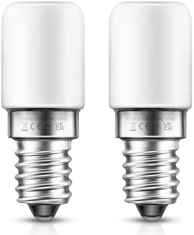 LOHAS-LED Kühlschranklampe E14 LED Lampen, 1.5W Ersatz für 15W Halogenlampen, Kaltweiß 6000K, 135lm, 360° Abstrahlwinkel, LED Kühlschrankbirne, LED Leuchtmittel, 220-240V AC, 2er Pack