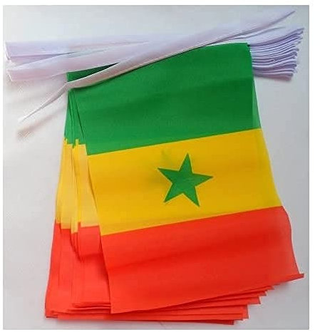 AZ FLAG Guirnalda 6 Metros, 20 Banderas de Senegal 21x15 cm, Bandera Senegalesa 15 x 21 cm - Banderines Senegaleses