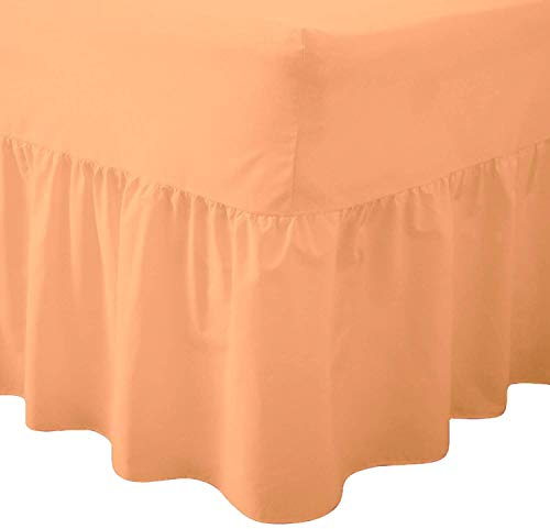 R&Z Luxuary Plain Polycotton Fitted Valance Sheet SIngle, DOuble, King, Super King (Peach, Double)