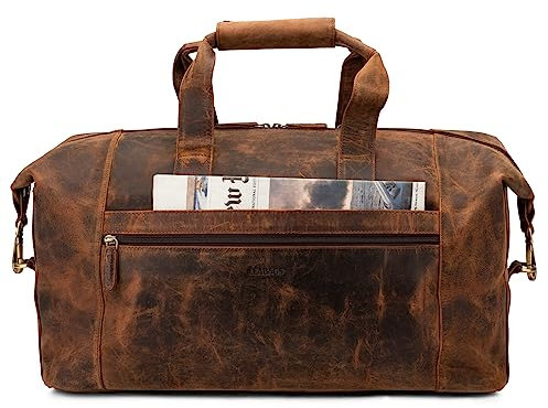 LEABAGS Leder Weekender Damen & Herren I Echtleder Premium Reisetasche I 41 l Sporttasche I Duffle Travel Gym Bag I Sporttasche I Trainingstasche I Tasche Flugzeug I groß I Vintage Rotbraun