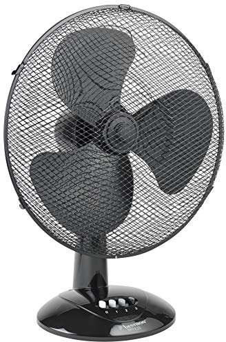 Bestron Mobiler Tischventilator Ø 45cm, kleiner Ventilator mit 3 Geschwindigkeitsstufen & 80° Oszillation-Funktion, Höhe: 43.5 cm, 45W, DDF45Z, Farbe: Schwarz
