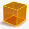 Hansen Deko Box/CD Box/Regalwürfel aus Acrylglas; 150 x 150 x 150 mm; orange transparent, mit fluoreszierenden (leuchtenden) Kanten