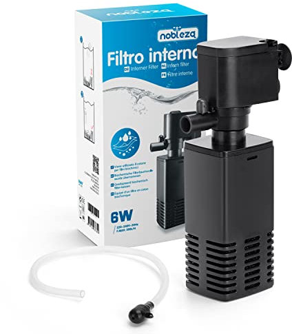 Nobleza Filtre intérieur pour Aquarium 40-100L, 6W Réglable Pompe Filtre Interne avec Éponges Filtrantes pour Aquarium, 500L/H