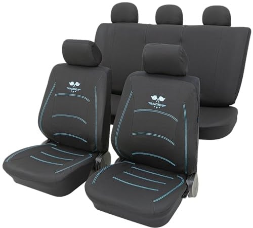 PETEX Auto Sitzbezüge Universal Komplett Set 11-teilig - Racing blau, Eco Class mit SAB 1 Vario