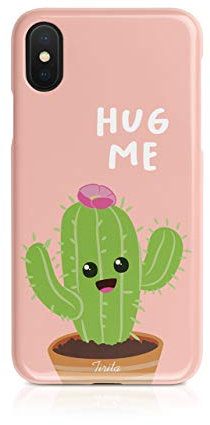 Tirita Hard Phone Case Cover Compatible with iPhone 12 & 12 Pro Mexican Exotic Nature Clipart Happy Cactus