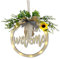 Ewolee Rustic Wooden Welcome Sign with LED Light String, 12 Inch Door Wreath Porch Décor for Home Decoration