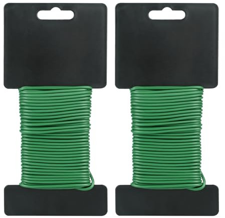 KINGLAKE 2mm Pflanzendraht Gartendraht Ummantelt - 20M Draht, Bindedraht Flexibler, Blumendraht mit Gummiert, Garten Pflanzen Draht Weich für Tomaten, Blumen, Weinreben, Sträucher - Grün (2 Stück 10M)