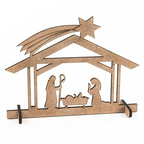 Logbuch-Verlag 9 Krippen Miniaturen Holz Tischkrippe kleine Krippenfiguren zum Verschenken Holzkrippe Geschenk Weihnachten