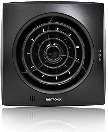 Fantronix ENVIRO Black Bathroom Extractor Fan, Operation with Light Switch and Run-on-Timer. Wall or Ceiling Mountable, Fascia Size: 158x158x26mm, 99mm diameter vent