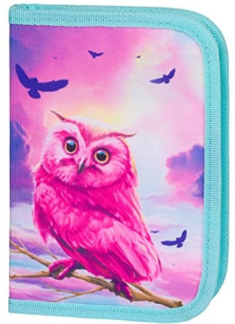 Baagl Federmäppchen für Mädchen, Schüleretui, Federtasche, Federmappe für Schreibwaren, Etui, Federpenal, Schulmäppchen (Eule)
