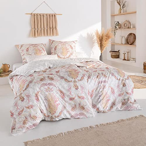 ESTELLA Satin de Luxe Bettwäsche Blanca multicolor 1 Bettbezug 155 x 220 cm + je 1 Kissenbezug 80 x 80 cm + 40 x 80 cm