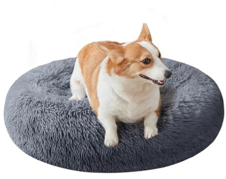 Nisrada Katzenbetten für Indoor-Katzen, 60cm Hundebett für kleine Melium große Hunde, waschbares, rundes Haustierbett für Welpen und Kätzchen mit Rutschfester Unterseite