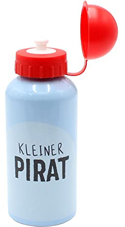 Dekohelden24 Gourde pour enfant - pingouin avec inscription - Petit pirate - H - Diamètre : environ 17,7 x 6,6 cm - Acier inoxydable - Capacité : 400 ml - Couvercle en plastique - Sans BPA