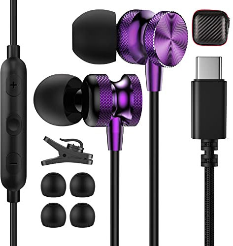 USB C Headphones for Samsung A55 A35 A54 A34 S24 S23 Ultra S21,Magnetic USB C Earphones with Mic In-Ear Headphones Wired Earbuds USB Type C Earphones for iPhone 16 15 Oneplus 11 Pixel 9 8a 7a Poco F6
