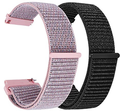 GARRULAX Cinturino di ricambio a sgancio rapido, regolabile, in tessuto di nylon, traspirante, per uomini e donne, 18 mm, 20 mm, 22 mm (confezione da 2), 20MM