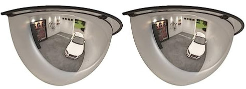 vidaXL Verkehrsspiegel 2 Stk. Halbkuppel Ø40 cm Acryl, Panoramaspiegel, Konvexspiegel, Überwachungsspiegel, Spiegel Konvex, Spiegel Konvex