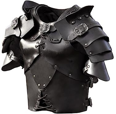 Harilla Mittelalterlicher Brustpanzer, Körperpanzer, PU-Lederweste, geprägt, Cosplay, Ritter, Steampunk, LARP, Party, Cosplay, Zubehör, Brustpanzer, Schwarz