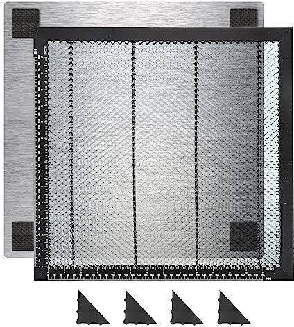 PATIKIL Panal Laser Cama Acero Panal Mesa de trabajo para Laser Cortador Grabador, Panal Corte Mesa para Corte Laser Grabado, con Placa Aluminio (400x400x22mm)