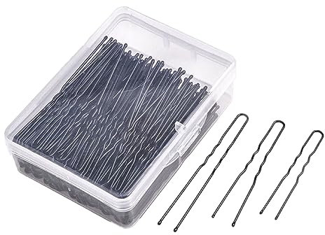 Horquilla para el cabello en forma de U, 5 cm de largo, 300 piezas, moños, horquillas onduladas en forma de U para mujer y niñas con caja de almacenamiento