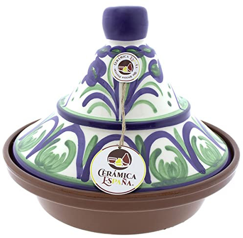 CERÁMICA ESPAÑA | Tajine fango refrattario | Tajine marocchina | Tajine ceramica tradizionale | Tajine per forno | Tajine con coperchio - Modello M03 | Decorazione 100% fatta a mano | 27x27x23 cm