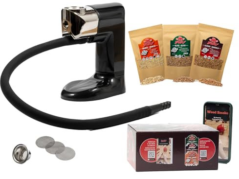 Ahumador en frío – Pistola ahumadora con 3 paquetes de madera, regalo para ahumar portátil, esmoquin Gun profesional ideal para alimentos y cócteles – ahumador frío de cocina