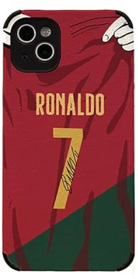 Slrioks Ronaldo Trikot-Handyhülle, kreatives Fußball-Design, für iPhone 15 Plus, dünn, weich, Kunstleder, stoßfest