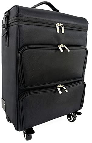Rolling Makeup Train Case Portable Cosmetic Trolley,Cosmetic Case With Drawers, 3-drawer Canvas Vanity Case, Luggage Suitcase For Hairdresser, Nail Artist, Travel Makeup Train Case, Black cosmetic cas