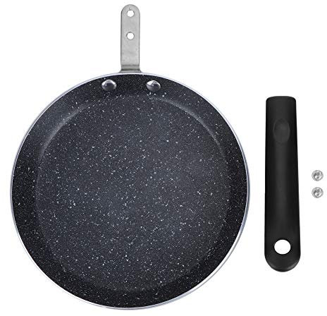 Lwuey Crêpe Pfanne Antihaft, 18cm Aluminium Pfannkuchenpfanne für Induktion Flachboden Omlett Pancake Pfanne Crêpes Eier Steak Spülmaschinenfest Temperaturanzeige Abnehmbar Griff