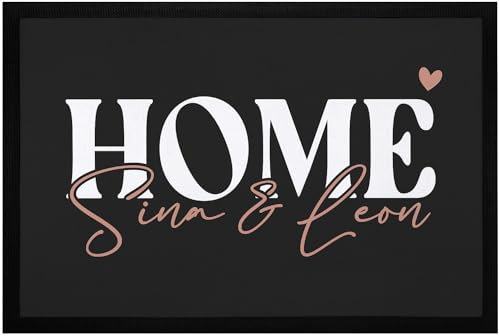 SpecialMe® Fußmatte Home Paar Pärchen Geschenk personalisiert mit Namen zum Einzug Wohnung Valentinstag rutschfest & waschbar schwarz 60x40cm