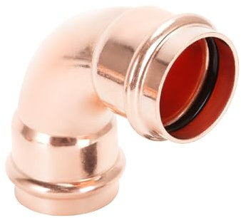 Cherbo Kupfer-Pressfittings, 90-Grad-Winkel-Kupfer-Kupplung, Nullleitung, PxP, 3,8 x 3,8 cm, für private und gewerbliche Zwecke, 1 Stück