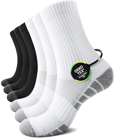 TUUHAW Frottee Socken Herren 47-49 Weiß Tennissocken Herren 47-50 Schwarz Sportsocken Wandersocken Baumwolle Laufsocken Strümpfe Herrensocken Trekkingsocken
