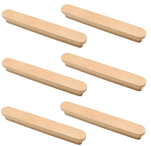 SANCHAKOU Möbel Knöpfe 6 Stück Geformt Schrank Tür Massivholz Griff Möbel Schublade Schrank Holzgriff Buche 160Mm