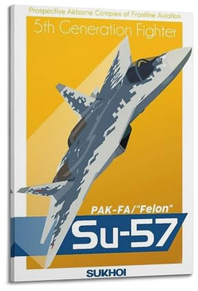 YQXTRB Vintage-Poster, SU-57, Motiv: Kämpfer, dekoratives Gemälde, Leinwand, Wandposter und Kunstdruck, modernes Familienschlafzimmer, Dekoration, Poster, 30 x 45 cm