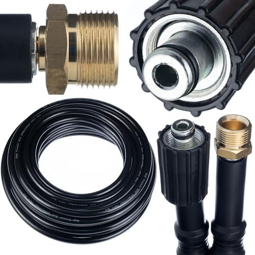 Hochdruckschlauch-Verlängerung 15m M22 – Kompatibel mit Kärcher & Kränzle | Nylonummantelung & PVC-Schutz | Max. 200 Bar | 60°C | Verlängerungsschlauch für Hochdruckreiniger