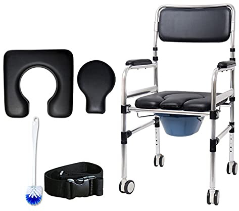 WOTZOV Toilettenstuhl, Rutschfester Toilettenstuhl für Erwachsene, Nachttisch-Badezimmerstuhl, Toilettensitz, Toilettenstuhl, höhenverstellbar mit abnehmbarem Topf für Schwanger
