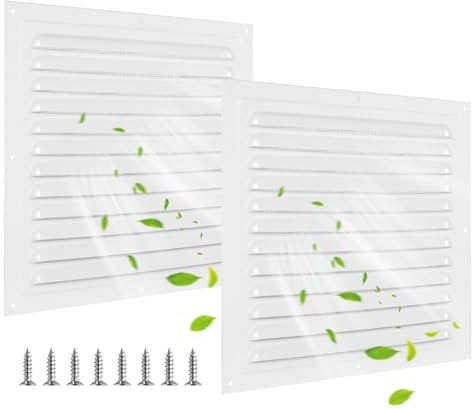 2 Stück Lüftungsgitter, Quadratisches Lüftungsgitter aus Aluminium, Abluftgitter für Kamin Belüftung mit Insektenschutzgitter für Küchen- und Badezimmerdecken 250 x 250mm