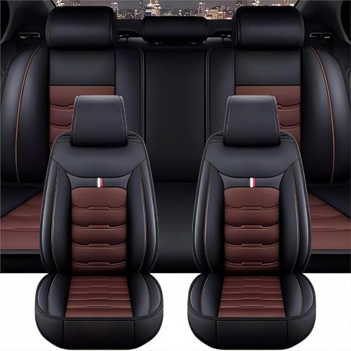 ZDDYUU Auto Sitzbezüge Set für Jeep Renegade 2012-2024, 5 Sitzer PU Leder Autositzbezüge,Wasserdicht Atmungsaktiv Schonbezüge Autositz Sitzschoner,D/Black-Coffee