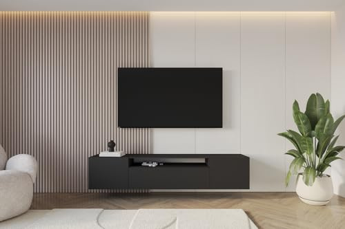 ALTDECOR TV-Schrank Fernsehtisch - Elio-W - 200x40x41 - Schwarz | Lowboard TV Möbel TV Cabinet Fernsehschrank für das Wohnzimmer TV Kommode TV Tisch TV Sideboard TV Board