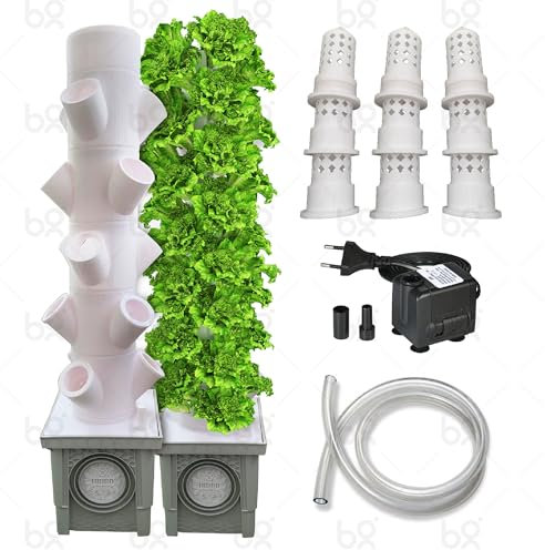 Genérico Sistema Cultivo Hidropónico Torre Vertical - Jardín hidropónica Vertical para Cultivar Hierbas, Verduras y Plantas en casa- Jardinería Interior, aeroponía (02, Blanco)