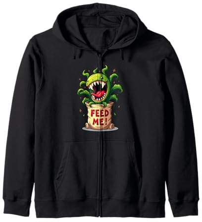 Feed Me Venus Flytrap Carnivorous Plant Humor Gardening Zip Hoodie