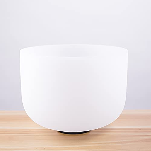 Bol chantant en cristal de quartz givré 432 Hz, chakra racine do, pour la méditation, le yoga et la relaxation 25,4 cm