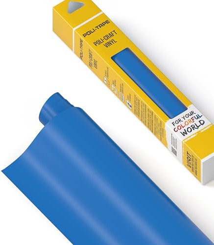 POLI-CRAFT Vinyl Klebefolie (PERMANENT) - selbstklebende Plotterfolie für DIY-Projekte, Blau matt, 30,5 cm x 183 cm