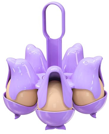 Asltw Flip Top Egg Holder for Refrigerator - Dolphin Shaped 5→10 Capacity Organizer, BPA-Free Space Saver for Small Fridges (Purple)